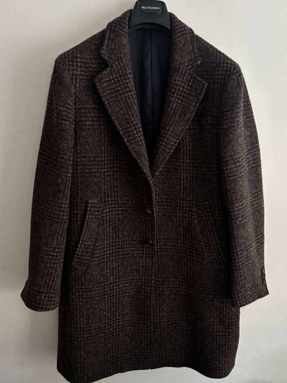 $950 Spier & Mackay Brown Glen Plaid Wool Overcoat/ Car Coat - 46 Large-XL